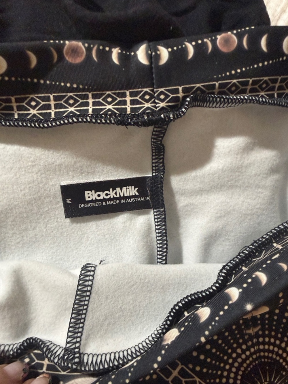 BlackMilk Black and White Moon Phase Patterned Cuffed Pants - Picture 3 of 3